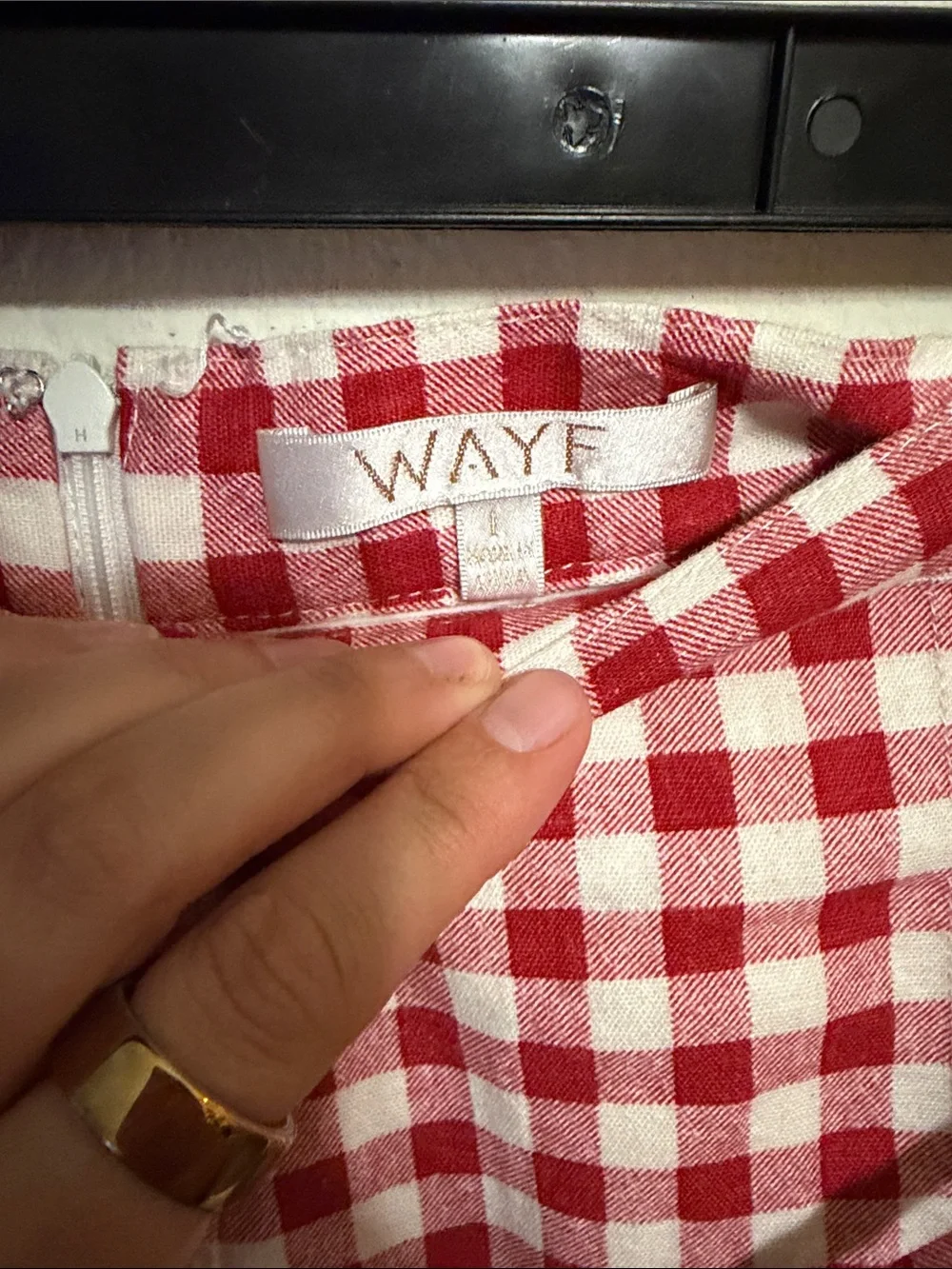 Wayf Red Gingham High-Waist Tie-Front Shorts - Picture 4 of 4